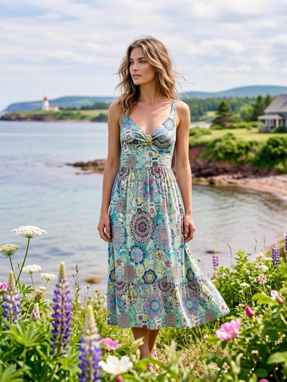 Maurices Seafoam Green Floral Medallion Maxi Dress